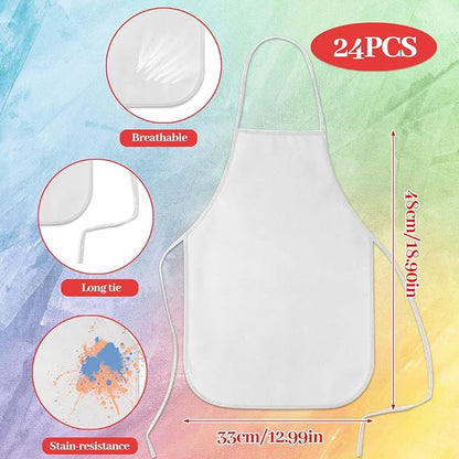 KUUQA 16/24/30/36/40Pcs Kids Apron Painting Aprons for Kids, Kids Paint Apron Art Smock for Classroom Painting Party Supplies