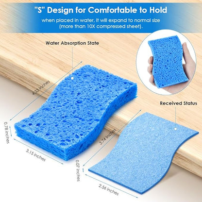 8PCS Dish Sponges Kitchen, Premium Blue Dish Washing Kitchen Sponge, Compressed Cleaning Sponges for Cleaning Kitchen and Bathroom, Non Scratch Scrub Sponge, Cleans Quickly and Well - Image 3