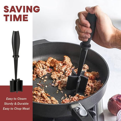 Meat Chopper, Hamburger Grinder, Premium Heat Resistant Smasher for Ground Beef, Burger Grinder Nylon Potato Mix Tool, Meat & Poultry Tenderizers-Black - Image 4