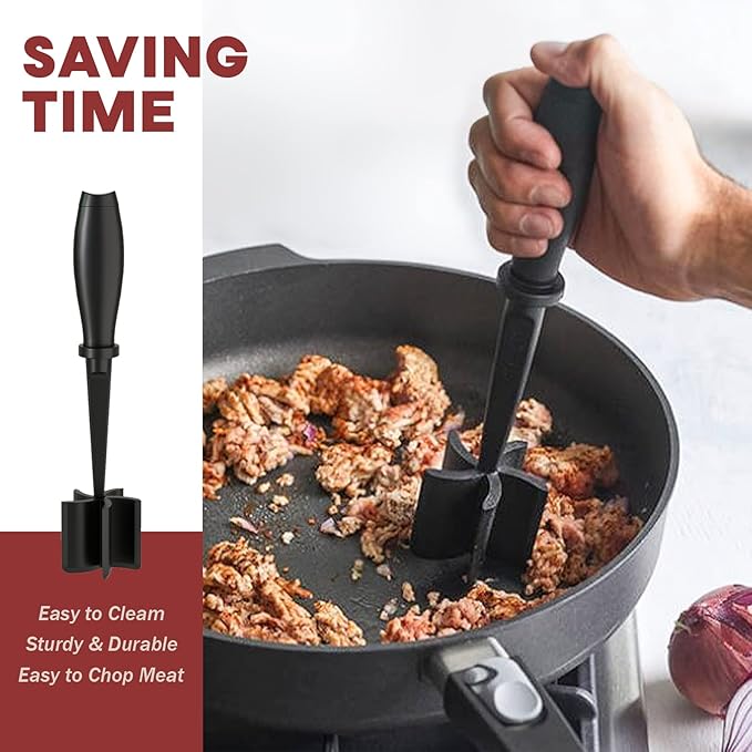 2 Pcs Meat Chopper, Upgrade Hamburger Smasher, Premium Heat Resistant Meat Masher for Ground Beef, Ground Turkey and More, Non Stick Mix Grinder - Image 4