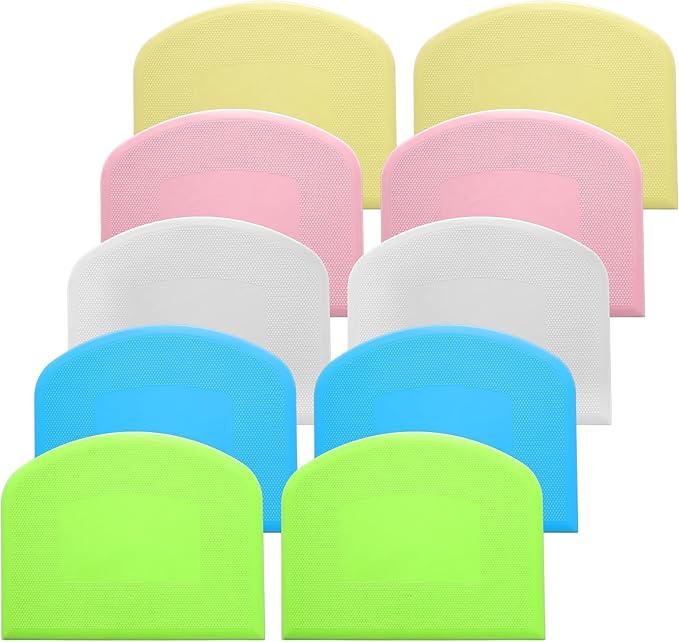 10 Pcs Plastic Bench Scraper for Baking - Bowl Dough Scraper for Bread Cutter - Multifunctional Kitchen food Scrapers Tool with Curved Edge, Cake Baking, Fondant Icing Smoother by Unknown