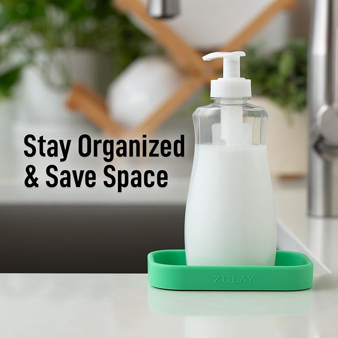Zulay Kitchen Small Silicone Sponge Holder (4.9x3.3”) – Space-Saving Sink Organizer Tray for Sponge, Soap, Brush & More – Compact Non-Slip Dish for Kitchen & Bathroom (Carnival Glass) - Image 6