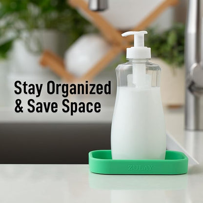 Zulay Kitchen Small Silicone Sponge Holder (4.9x3.3”) – Space-Saving Sink Organizer Tray for Sponge, Soap, Brush & More – Compact Non-Slip Dish for Kitchen & Bathroom (Carnival Glass) - Image 6