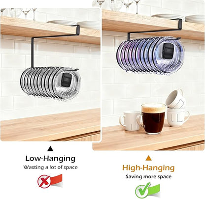 LWGFIO 2Pack Tumbler Lid Organizer, Kitchen Space-Saving Cup Holder, Organizers for Under Cabinet Storage, No Glue or Drilling Required (Black) - Image 5