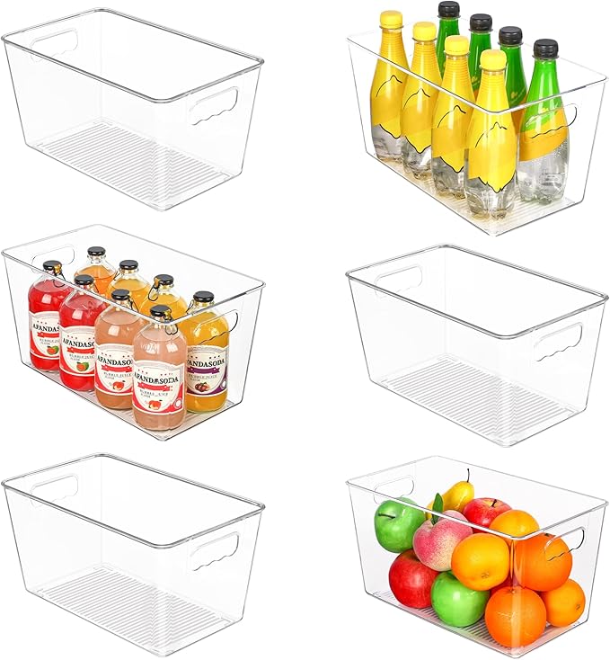 Vtopmart 6 PCS Clear Plastic Storage Bins, Pantry Organizer Containers with Handle for Refrigerator, Fridge, Cabinet, Kitchen, Countertops, Cupboard, Home Organization and Storage, XL - Image 8