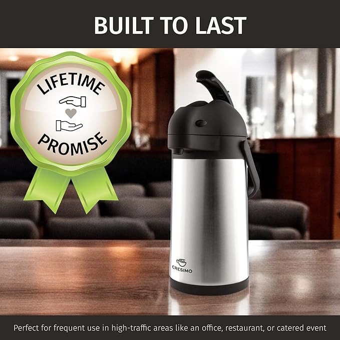 Thermal Coffee Carafe 74Oz, Keeps Drinks Hot for 12Hrs & Cold for 36Hrs, Insulated Stainless Steel Coffee Carafe for Hot Drinks, Easy One-Handed Dispensing for Office, Home, Party, Durable Tea Flask - Image 8