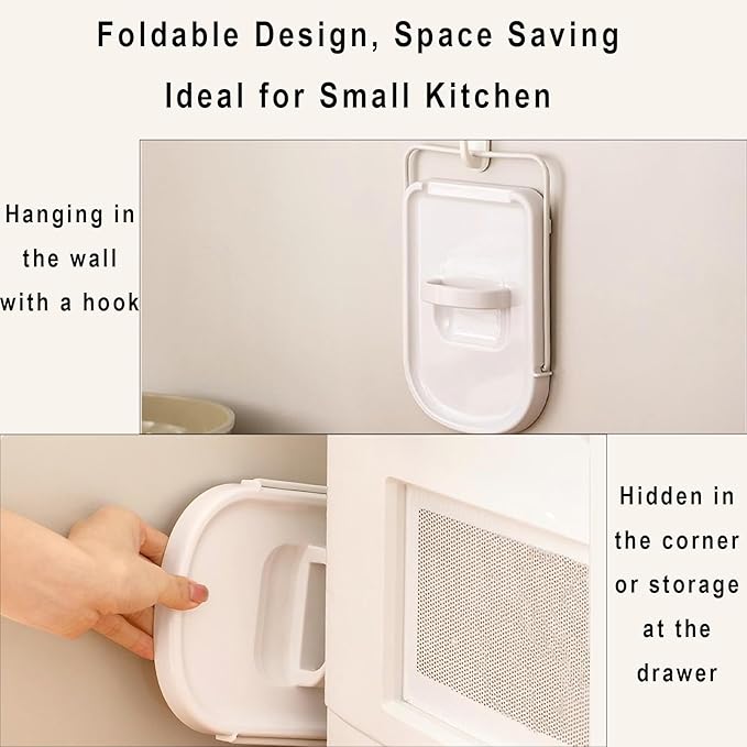 Foldable Pot Lid Holder & Spoon Rest - ABS with Stainless Steel, Non-Slip Silicone Base, Holds Lids & Utensils, Dishwasher Safe, Space-Saving Kitchen Organizer for Countertop