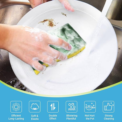 AIDEA Sponges Heavy Duty-12Count, Sponges Kitchen, Sponge for Dishes, Scrubbing Power for Tough Messes, Cleaning Sponge for Everyday Jobs for Dishes, Pots, Pans - Image 2