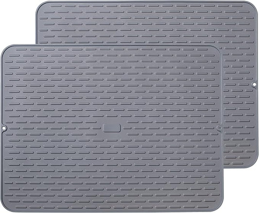 To encounter Silicone Dish Drying Mat - Extral Large 24" x 18" - Set of 2 Flexible Rubber Drying Mat, Heat Resistant Silicone Trivet, Countertop Mat, Dish Draining Mat, Sink Mat by Toencounter