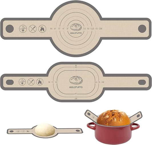Koolstuffs Silicone Bread Sling for Dutch Oven, 2 PCS Non-Stick & Easy Clean Reusable Silicone Bread Baking Mat with Long Handles, Easy to Transfer Sourdough Bread, Gray by Koolstuffs