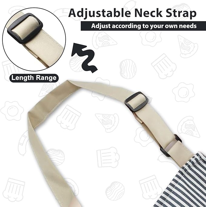 VALOME 2 Pack Kitchen Aprons, Apron for Cooking with 2 Pockets, Unisex Adjustable Neck Strap Chef Aprons for Men Women - Image 5
