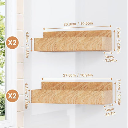 Mystozer Magnetic Spice Rack for Refrigerator, Kitchen Organizer and Storage Shelf, Woodgrain (4 Pack)… - Image 3