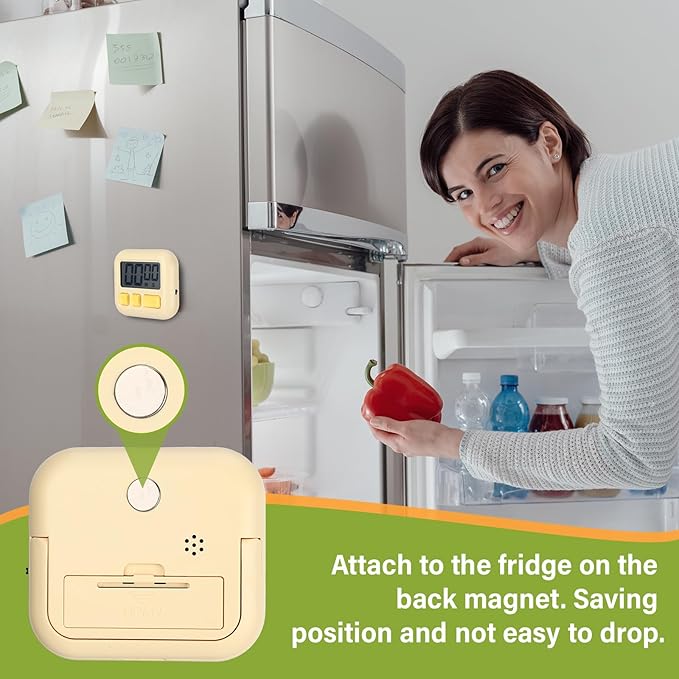 Weewooday 24 Pcs Digital Kitchen Timer Magnetic Timer Bulk On/Off Switch Minute Second Count up Countdown Loud Alarm for Exercise Cook Baking (Candy Green,Eggshell Yellow) - Image 5