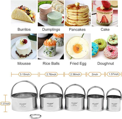 HULISEN Biscuit Cutter Set (5 Pieces/Set), Round Cookies Cutter with Handle, Professional Baking Dough Tools, Gift Package - Image 3