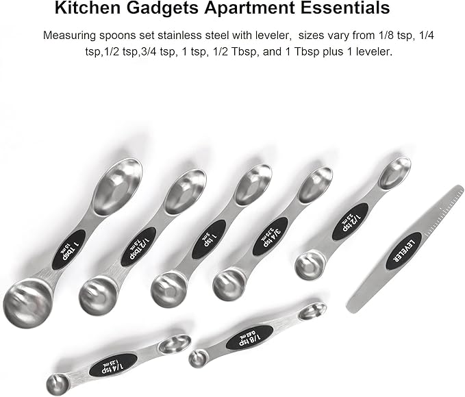 Magnetic Measuring Spoons Set with Leveler, Stackable Stainless Steel Tablespoons for Baking, Fits in Spice Jars - Image 7