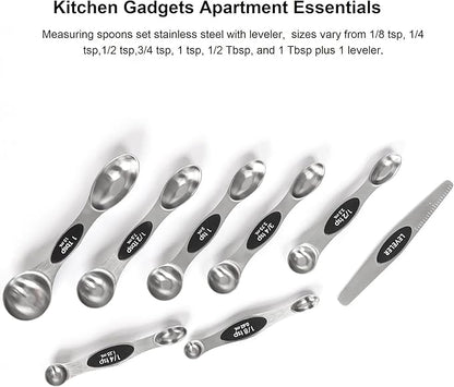 Magnetic Measuring Spoons Set with Leveler, Stackable Stainless Steel Tablespoons for Baking, Fits in Spice Jars - Image 7