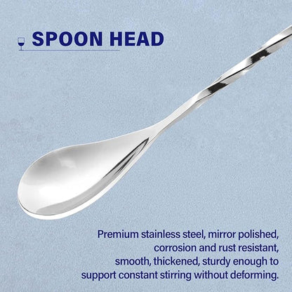 Briout 6 Pieces Bar Spoon, 12 Inches Long Handle Drink Stirrer with Mirror Finished Surface, Stainless Steel Cocktail Mixing Spoons for Drink, Silver - Image 3