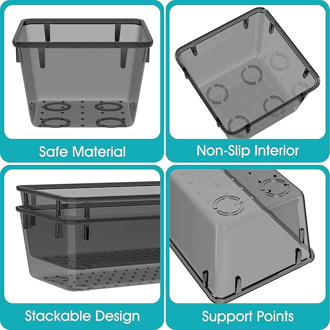 StorMiracle 23 PCS Clear Plastic Drawer Organizers Set, 4 Size Desk Drawer Organizer Trays for Makeup, Jewelry, Kitchen Utensils, Gadgets and Office Accessories, Black - Image 3