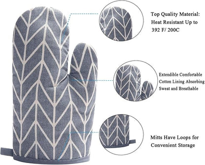 WinChange Oven Mitts and Potholders BBQ Gloves-Oven Mitts and Pot Holders Sets with Recycled Cotton Infill Silicone Non-Slip Cooking Gloves for Cooking Baking Grilling (4-Piece Set,Grey) - Image 2