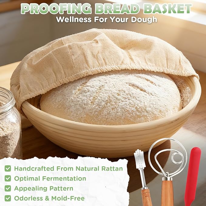 Enameled Cast Iron Dutch Oven Pot with Lid, Incl. Sourdough Bread Baking Supplies Like Banneton Bread Proofing Basket, Starter Jar, Scoring Tool Lame, 5QT Dutch Oven for Bread Baking, Oven Safe up to 500°F - Image 6
