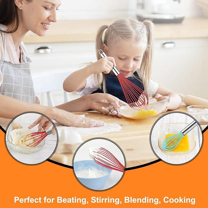 HOTEC 4 Pieces Silicone Whisks Set, Wire Balloon Whisks Egg Beater, Non-slip Handle Whisk for Non-stick Cookware Perfect for Cooking, Stirring, Beating and Blending (Multicolor) - Image 9