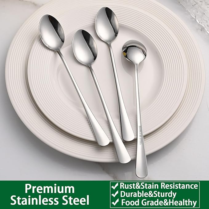DEHOV 7.5 Inches Stainless Steel Iced Tea Spoons,Set Of 8 Long Stirring Spoons For Coffee,Cocktail,Ice Cream,Long Handle Iced Teaspoons,Latte Spoons For Mixing - Image 5