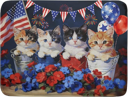 4th of July Drying Mat for Kitchen Counter 18 X 24 in Patriotic Printed Dish Drying Pad by Giwawa