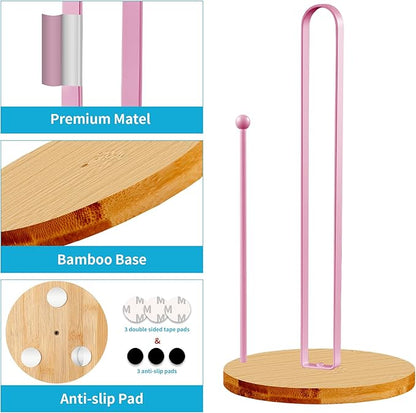 Wood Paper Towel Holder Countertop, TONLEA Kitchen Paper Towel Holder FreeStanding with Non-Slip Base for Kitchen and Bathroom Organization - Image 5