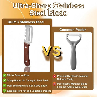 2PCS Multifunctional Vegetable Peeler, Upgrade 3-in-1 Wooden Handle Peelers with Bottle Opener, Premium Stainless Steel Peeler, Fruit Knife for Welsh Onion, Potato, Carrot, Apple, Pumpkin with a Brush - Image 7