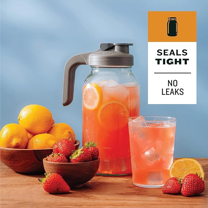 County Line Kitchen Glass Mason Jar Pitcher with Lid - Wide Mouth, 2 Quart (64 oz) - Heavy Duty, Leak Proof - Sun & Iced Tea Pitcher, Cold Brew Coffee, Breast Milk Storage, Water - Lavender - Image 5