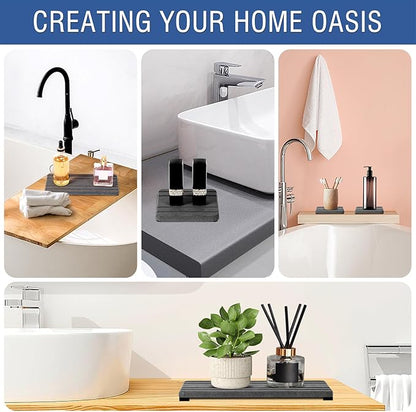 3PCS Water Absorbing Stone Tray, DryingNeat Diatomite Stone Sink Tray, Instant Dry Sink Coasters, Kitchen Sponge Hand Soap Holder, Countertop Fast Drying Counter Trays,8 * 4inch and 4 * 4inch - Image 7