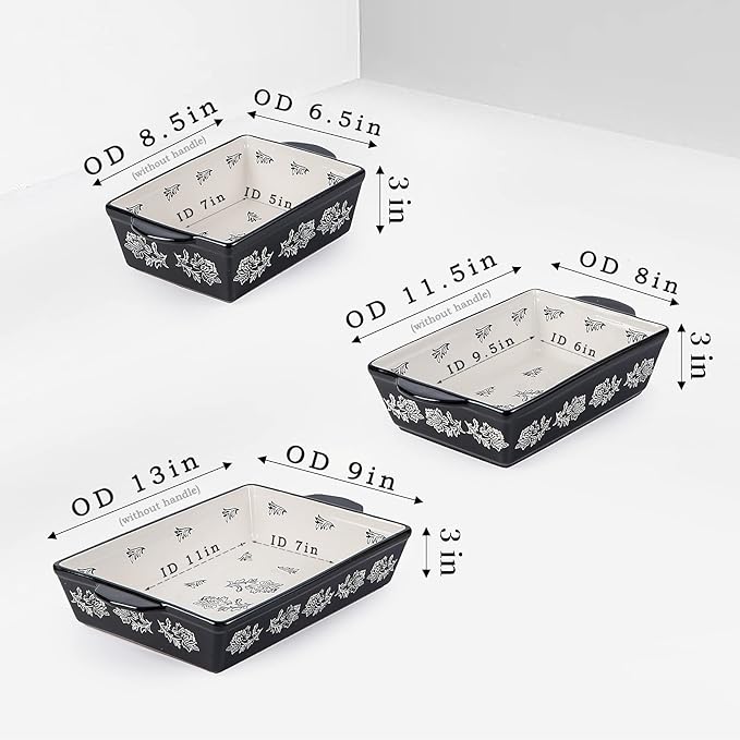 Wisenvoy Baking Dish Ceramic Lasagna Pan Casserole Dish 3-Piece Bakeware Sets Baking Dishes Baking Set Baking Dish Set - Image 2