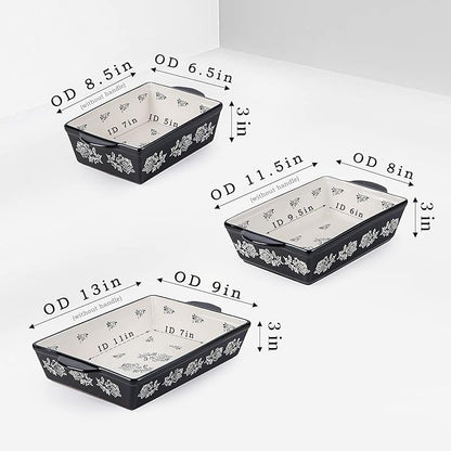 Wisenvoy Baking Dish Ceramic Lasagna Pan Casserole Dish 3-Piece Bakeware Sets Baking Dishes Baking Set Baking Dish Set - Image 2