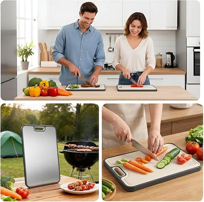 Cutting Board,Titanium Cutting Boards for Kitchen, Cutting Board Double Sided Food Grade, Pure Titanium/PP, Easy to Clean Large Size 16”×11”