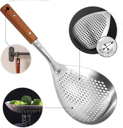 Spider Strainer Stainless Steel with Wood Handle for Deep Frying Pasta Cooking Kitchen Utensil