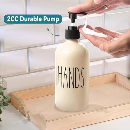 COHOSEGE Glass Soap Dispenser Set 2 Pack,16 Oz Dish Soap Dispenser for Kitchen Sink,Beige Kitchen Accessories and Kitchen Decor,Beige Decorations and Kitchen Utensils for Kitchen - Image 6
