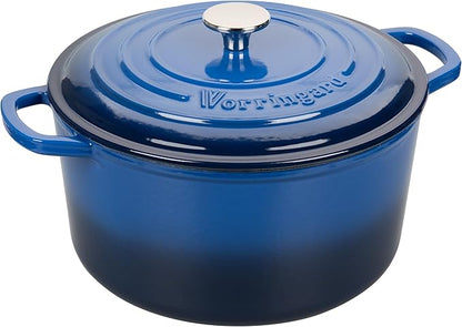 VORRINGARD Enameled Cast Iron Dutch Oven Pot with Lid, for Sourdough Bread Baking, Round Dutch Ovens, 6 Quart, Blue - Image 6