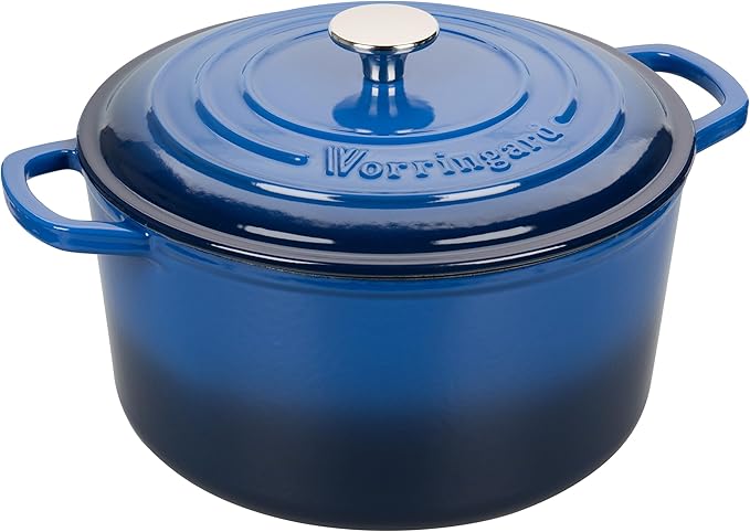 VORRINGARD Enameled Cast Iron Dutch Oven Pot with Lid, for Sourdough Bread Baking, Round Dutch Ovens, 4.5 Quart, Blue - Image 6