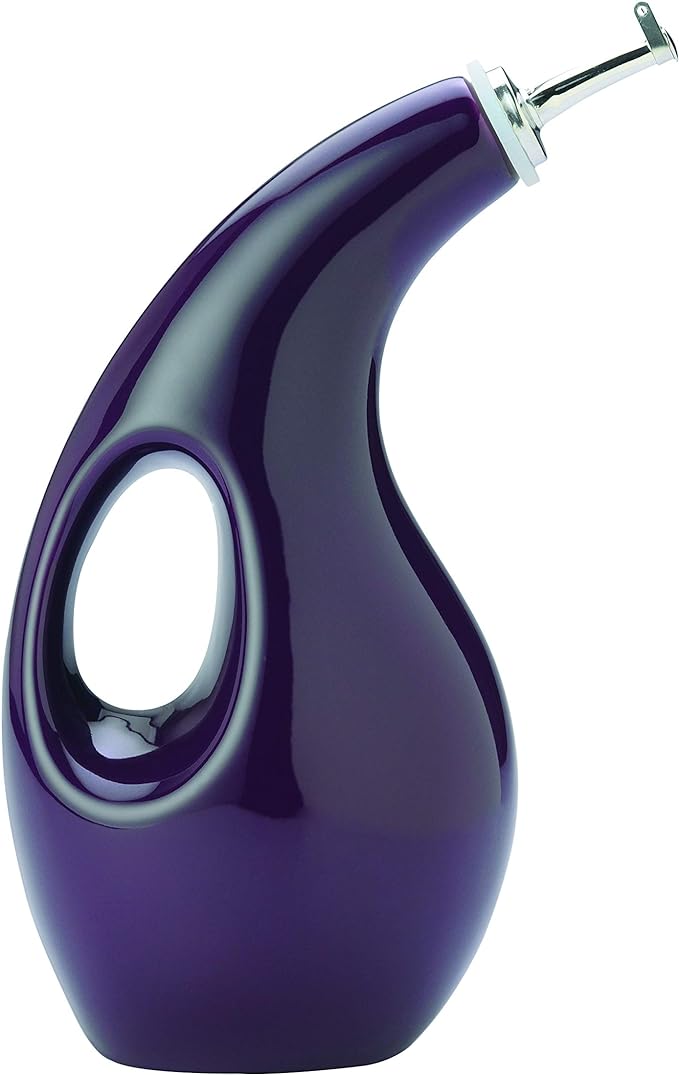 Rachael Ray Solid Glaze Ceramics EVOO Olive Oil Bottle Dispenser with Spout, One Size, Purple by RachaelRayKitchenware