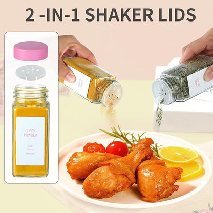 Pink Spice Jars with Label，4oz Seasoning Containers, Glass Spice Bottles with Shaker Lids,Funnel, Chalk Pen(Pink, 36) - Image 6