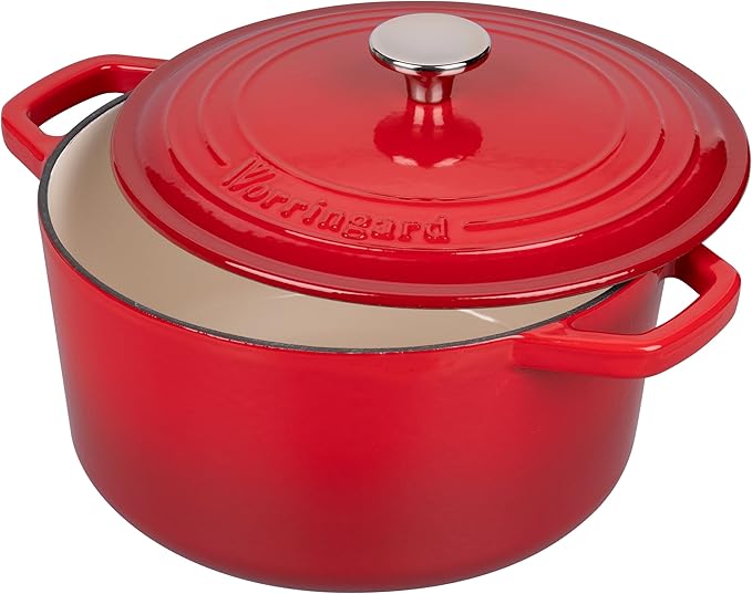 VORRINGARD Enameled Cast Iron Dutch Oven Pot with Lid, for Bread Baking, Round Bread Oven- include Sourdough Bread Baking Supplies Set, 6QT, Red - Image 4