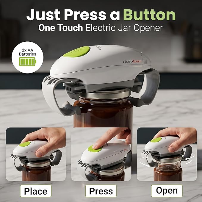 Robotwist Automatic Jar Opener, Deluxe Model with Improved Torque, Robo Twist Kitchen Gadgets for Home, Electric Handsfree Easy Jar Opener – Works on All Jar Sizes, As Seen on TV - Image 5