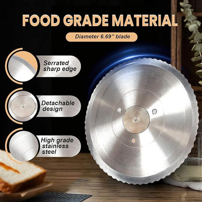 Brvclon Manual Bread Slicer Adjustable Thickness, Hand Crank Bread Slicer for Homemade Sourdough Bread with Scale Line & Suction Cup & Metal Guide,Quality Solid Wood Base & Gift-Level Packaging