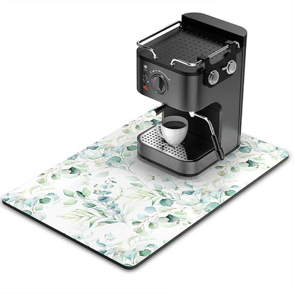 Rnivvi Coffee Mat, 16" x 24" Cute Minimalism Design Coffee Bar Mats for Espresso Machine Station Accessories and Organizer, Hide Stain Rubber Backed Absorbent Dish Drying Pad for Kitchen Counter,White by Rnivvi