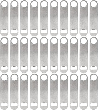 30 Pcs Flat Bottle Opener 7 Inch Stainless Steel Beer bottle Openers Heavy Duty Bar Blade Solid Bottle Cap Opener Funny Bartender Bottle Opener for Kitchen Restaurant Party Supplies,Silver by ZCYSRLQIN