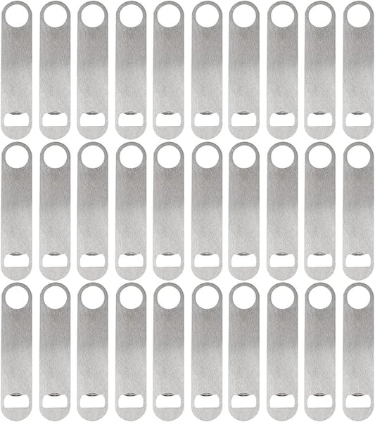30 Pcs Flat Bottle Opener 7 Inch Stainless Steel Beer bottle Openers Heavy Duty Bar Blade Solid Bottle Cap Opener Funny Bartender Bottle Opener for Kitchen Restaurant Party Supplies,Silver by ZCYSRLQIN