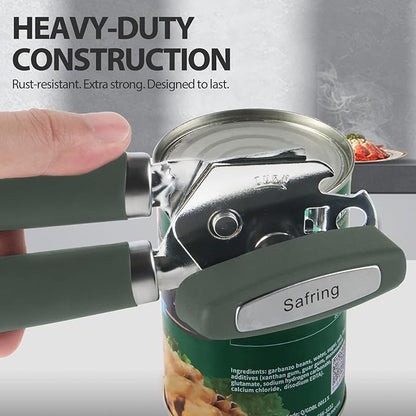 Safring Can Opener Manual, Heavy Duty Handheld Strong Can Opener with Soft Touch Handle, Sharp Blade Smooth Edge, Can Openers with Multifunctional Bottle Opener, Hunter Green - Image 6