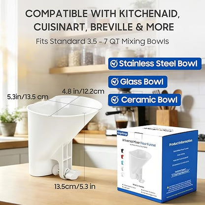 KingofKings Funnel for Kitchen Aid Accessories and Attachments, Flour Funnels for Kitchenaid Mixer Attachments, Wide Mouth Pouring Chute Baking Supplies for Cake, Mother Day Gift for Women, Mom - Image 3