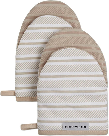KitchenAid Albany Mini Oven Mitt 2-Pack Set, Milkshake Tan, 5.5"x8" by KitchenAid