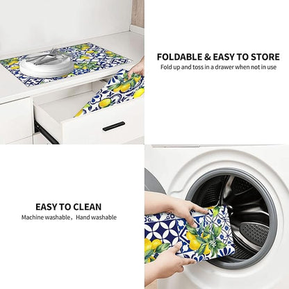 Lemon Mexican Tilt Dish Drying Mat For Kitchen Counter Absorbent Large Kitchen Fast Dry Pad Reusable Washable Protector Rack Large Mat 18 X 24
